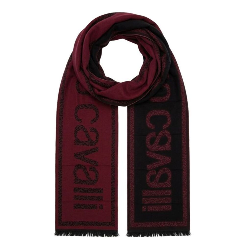 Roberto Cavalli ESZ058 02000 Red Wool Blend Signature Mens Scarf
